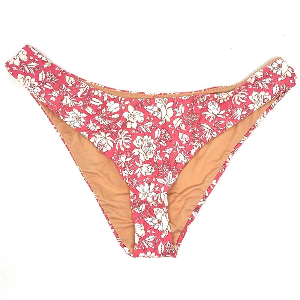 NEW J. Crew Curved-waist Cheeky Bikini Bottom, Pink Floral, Women's XL BH553 $59